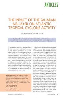 THE IMPACT OF THE SAHARAN AIR LAYER ON ATLANTIC TROPICAL CYCLONE ACTIVITY