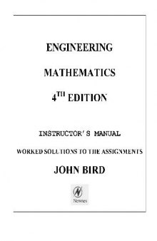Engineering Mathematics. SOLUTION MANUAL