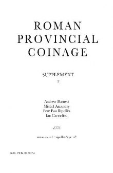 Roman Provincial Coinage. Supplement 2