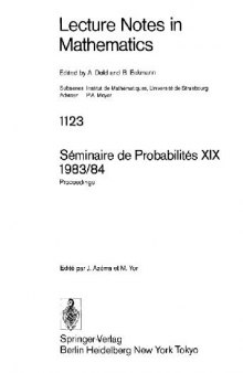 Seminaire de Probabilites XIX 1983/84: Proceedings