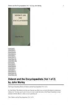 Diderot And The Encyclopedists (Vol 1 of 2)