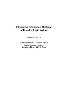 Intro to Stat Mech of Disordered Spin Systems