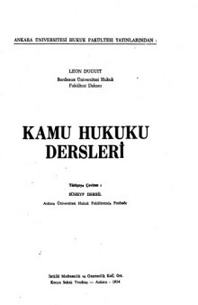 Kamu Hukuku Dersleri.  (Lectures in Public Law, Turkish translation)
