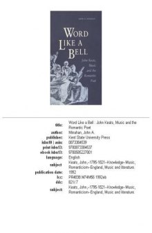 Word like a bell: John Keats, music and the romantic poet