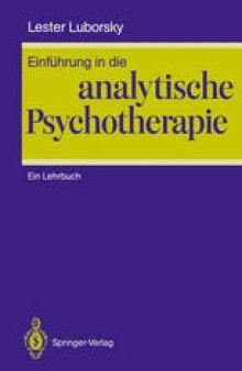 Einfuhrung in die analytische Psychotherapie: Ein Lehrbuch