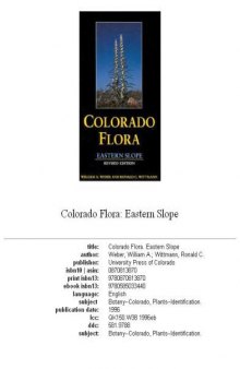 Colorado flora: Eastern slope