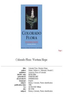 Colorado flora: Western slope