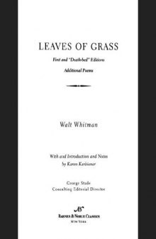 Leaves of Grass (Barnes & Noble Classics Series)   