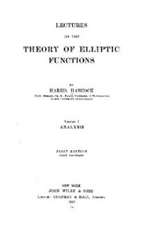 Lectures on the theory of elliptic functions. Analysis