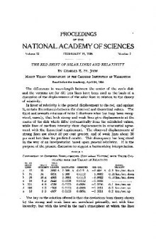 The Red Shift of Solar Lines and Relativity