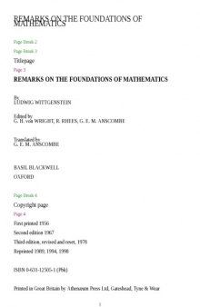 Remarks on the Foundation of Mathematics  