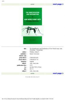 Identification and Distribution of New World Army Ants (Doryllnaw : Formicidae)