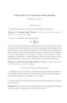 A Simple Proof of Kronecker-Weber Theorem