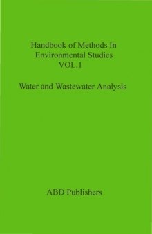 Water and Wastewater Analysis (Handbook of Methods in Environmental Studies Vol. 1)