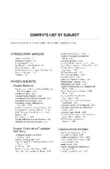 Encyclopedia Of Mathematical Physics. Contents list by subject. Contents