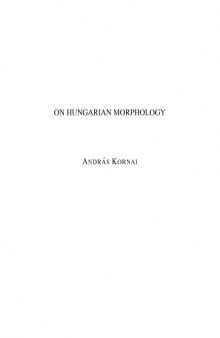 On Hungarian morphology (Linguistica)