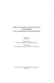 Company Financing, Capital Structure, and Ownership: A Survey, and Implications for Developing Economies