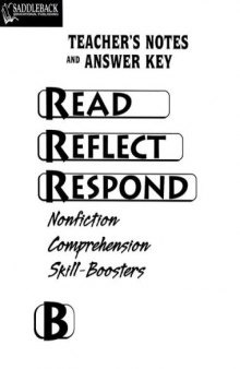 Read Reflect Respond B Answer Key (Read Reflect Respond)