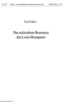 Der 18. Brumaire des Louis Bonaparte