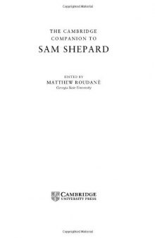 The Cambridge Companion to Sam Shepard (Cambridge Companions to Literature)
