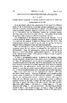 High Vacuum Pressure Control Apparatus