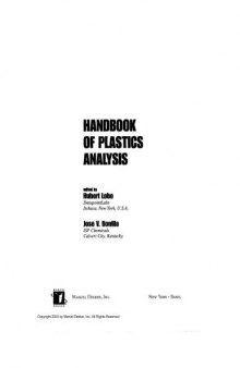 Handbook of Plastics Analysis (Plastics Engineering)