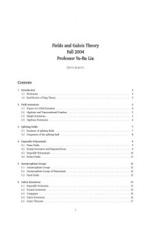 Fields and Galois Theory: Fall 2004