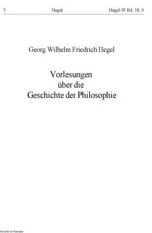 Vorlesungen uber die Geschichte der Philosophie - Einleitung