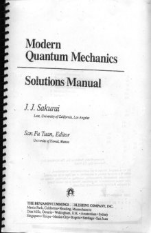 Solution manual of modern quantum mechanics