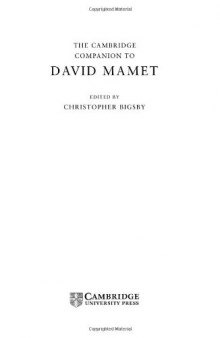 The Cambridge Companion to David Mamet 