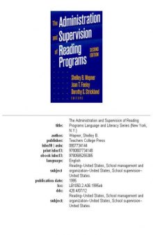 The Administration and Supervision of Reading Programs (Language and Literacy)