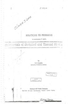 Solutions Manual for Fundamentals of Statistical and Thermal Physics by Frederick Reif