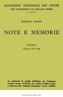 Note e memorie. Collected Papers: Italia 1921-1938