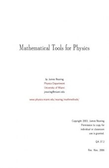 Mathematical Tools for Physics