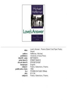 Love's answer: poems