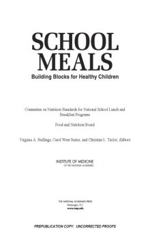 School Meals: Building Blocks for Healthy Children