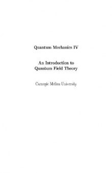 Introduction to QFT (CMU lecture notes draft)