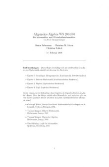 Allgemeine Algebra für Informatiker und Wirtschaftsinformatiker [Lecture notes]