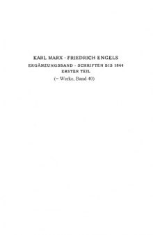 Marx-Engels-Werke (MEW) - Band 40 (Marx Schriften und Briefe Nov 1837 - August 1844)