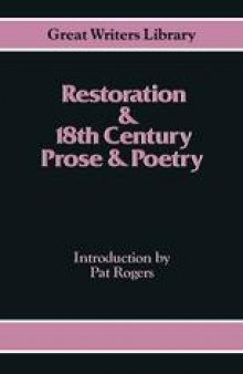Restoration and 18th-Century Prose and Poetry: Excluding Drama and the Novel