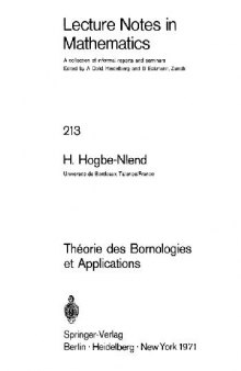 Theorie des Bornologies et Applications