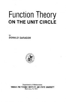 Function theory on the unit circle: Notes for lectures at a conference at Virginia Polytechnic Institute and State University, Blacksburg, Virginia, June 19-23, 1978 
