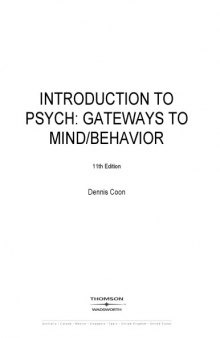 Introduction to Psych: Gateways to Mind/Behavior, Eleventh