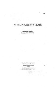 Nonlinear Systems 1st ed