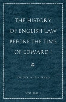 The History of English Law before the Time of Edward I, 2 Vol Set