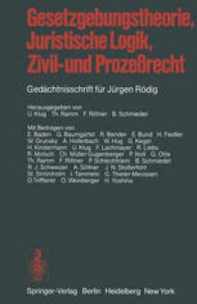Gesetzgebungstheorie, Juristische Logik, Zivil- und Prozeßrecht: Gedächtnisschrift für Jürgen Rödig