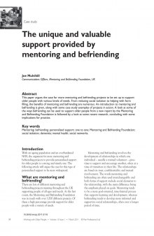 The unique and valuable support provided by mentoring and befriending