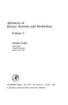 Advances in Energy Systems and Technology. Volume 2