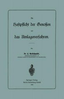 Die Haftpflicht der Genossen und das Umlageverfahren