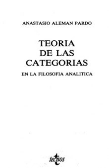 Teoría de las Categorías en la Filosofía Analítica